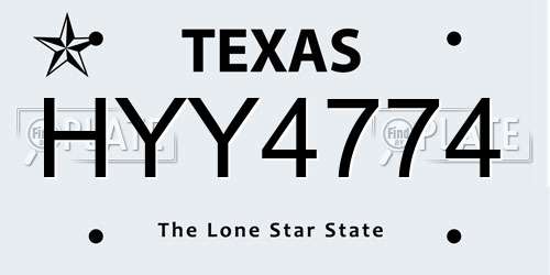 HYY4774 Texas License Plate