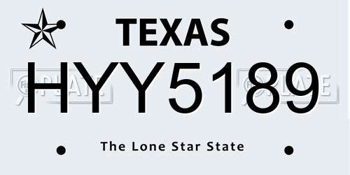 HYY5189 Texas License Plate