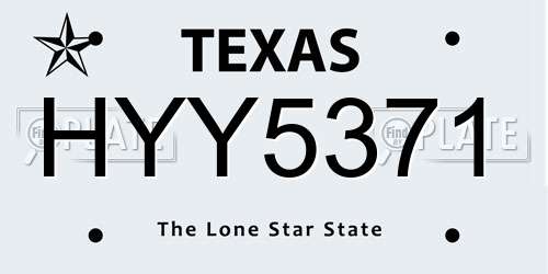HYY5371 Texas License Plate