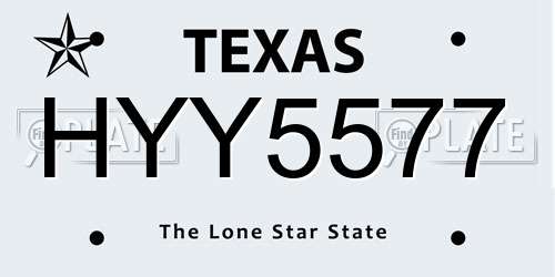 HYY5577 Texas License Plate
