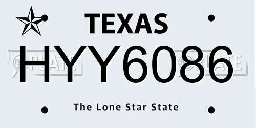 HYY6086 Texas License Plate