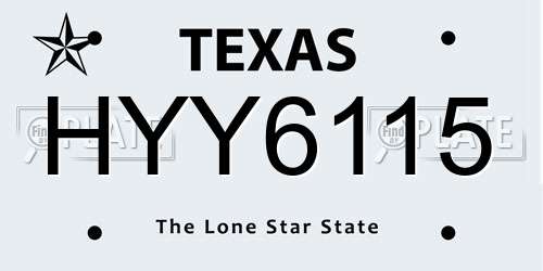 HYY6115 Texas License Plate