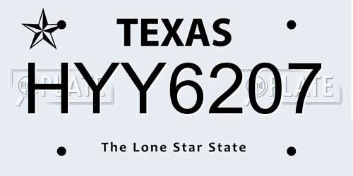 HYY6207 Texas License Plate