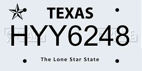 HYY6248 Texas License Plate