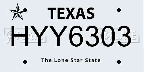HYY6303 Texas License Plate