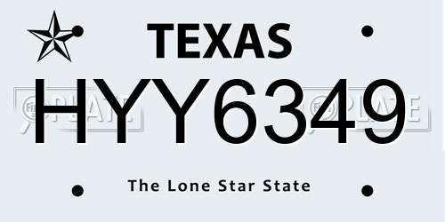 HYY6349 Texas License Plate