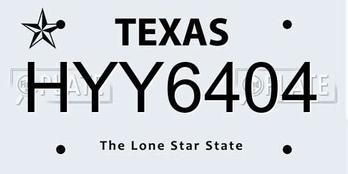 HYY6404 Texas License Plate