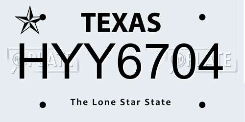 HYY6704 Texas License Plate