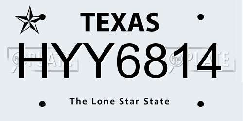 HYY6814 Texas License Plate