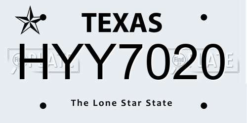 HYY7020 Texas License Plate
