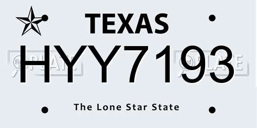 HYY7193 Texas License Plate