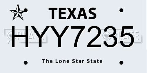 HYY7235 Texas License Plate