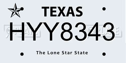 HYY8343 Texas License Plate