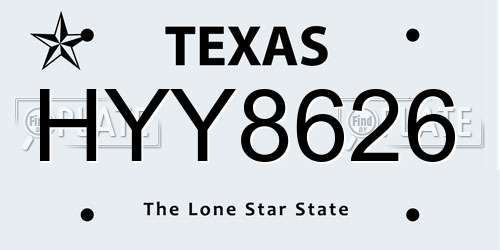 HYY8626 Texas License Plate