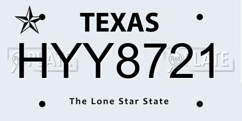 HYY8721 Texas License Plate