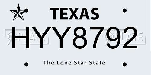HYY8792 Texas License Plate