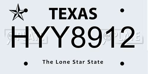 HYY8912 Texas License Plate
