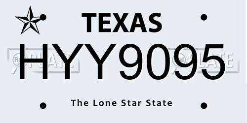 HYY9095 Texas License Plate