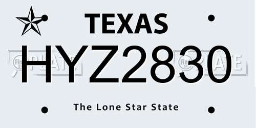 HYZ2830 Texas License Plate