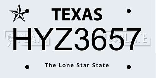 HYZ3657 Texas License Plate