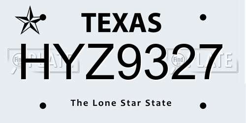 HYZ9327 Texas License Plate