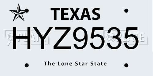 HYZ9535 Texas License Plate