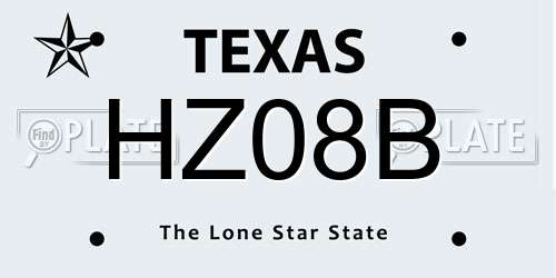 HZ08B Texas License Plate