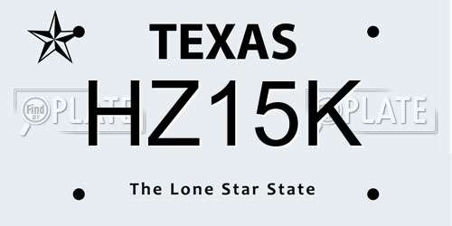 HZ15K Texas License Plate
