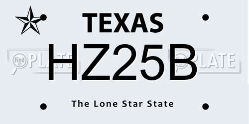 HZ25B Texas License Plate