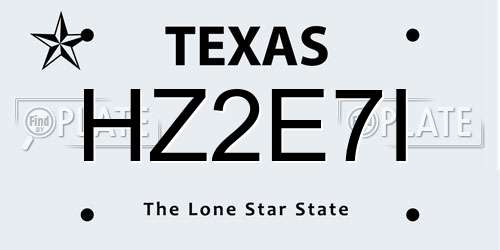 HZ2E7I Texas License Plate