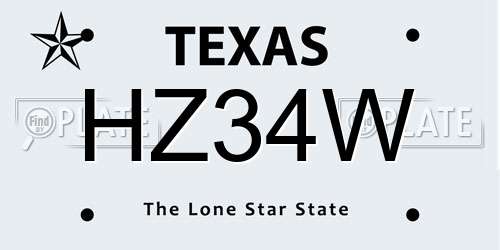 HZ34W Texas License Plate