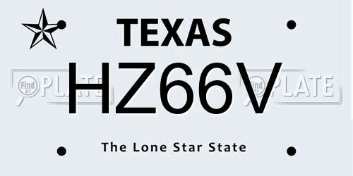 HZ66V Texas License Plate