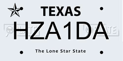 HZA1DA Texas License Plate