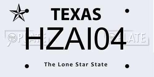 HZAI04 Texas License Plate