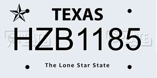 HZB1185 Texas License Plate