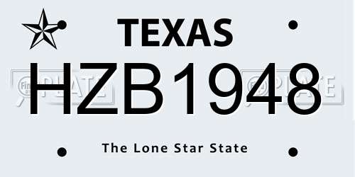 HZB1948 Texas License Plate