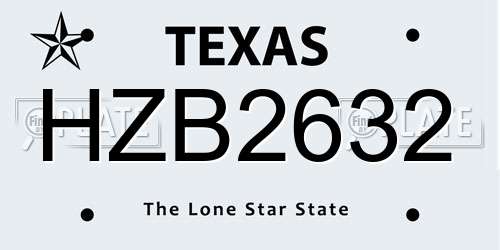 HZB2632 Texas License Plate