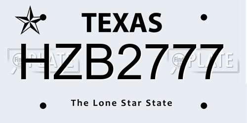 HZB2777 Texas License Plate