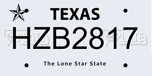 HZB2817 Texas License Plate