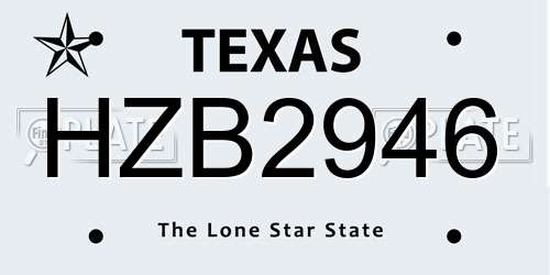 HZB2946 Texas License Plate