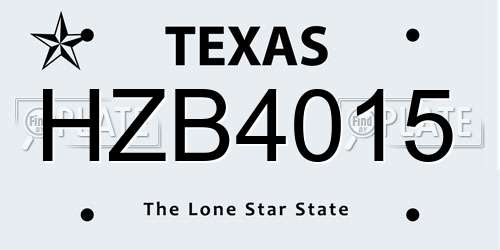HZB4015 Texas License Plate