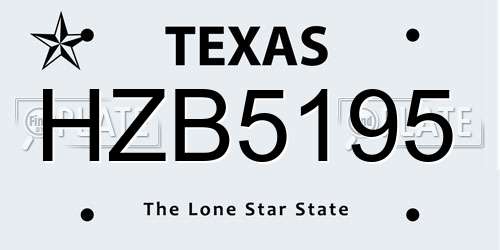HZB5195 Texas License Plate