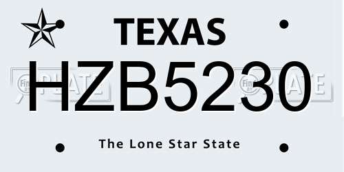 HZB5230 Texas License Plate