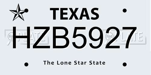 HZB5927 Texas License Plate
