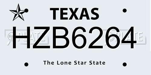 HZB6264 Texas License Plate