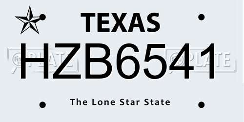 HZB6541 Texas License Plate