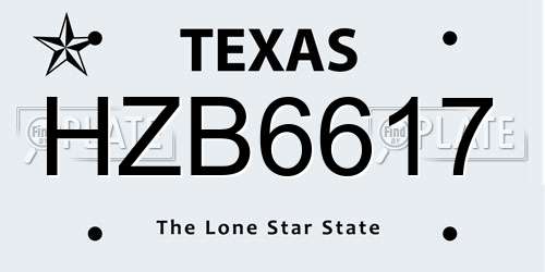 HZB6617 Texas License Plate