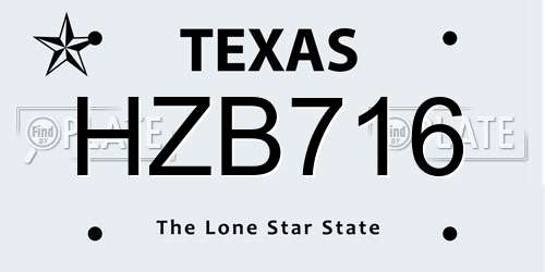 HZB716 Texas License Plate