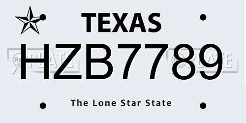 HZB7789 Texas License Plate