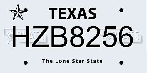 HZB8256 Texas License Plate